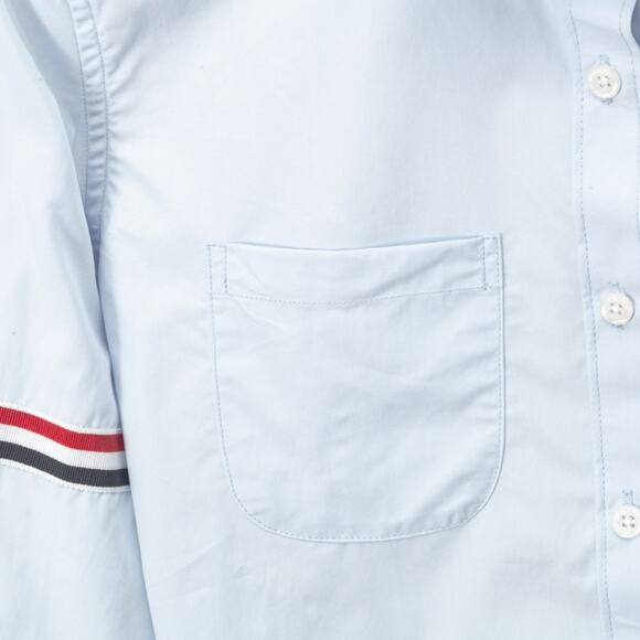 Thom Browne Sky Blue Crop Top with Striped Sleeves - Picture 4 of 5